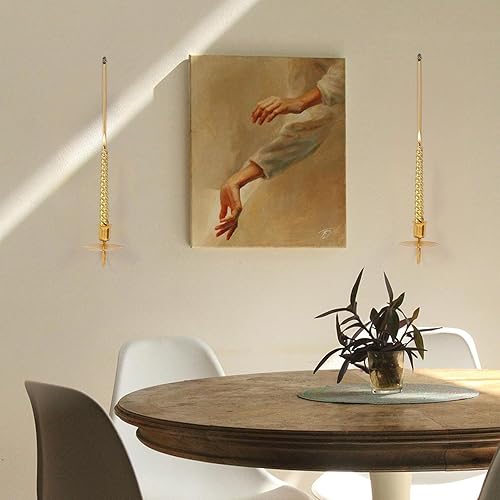 Bougeoir Mural, bougeoir Mural | Bougeoirs à Bougies Pilier Bougeoir - 2X bougeoirs, bougeoirs dorés décoration Murale en métal, décoration de la Maison - Nail Gallerys