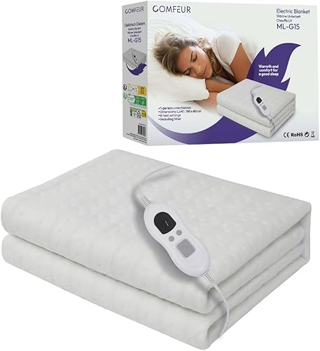 Recalma Couverture Chauffante 190x80 cm - Couverture Électrique avec 6 Modes de Chauffage - Surmatelas Chauffant pour Lit - Minuterie Intégrée - Tapis Chauffant et Couette Thermique Électrique - Nail Gallerys