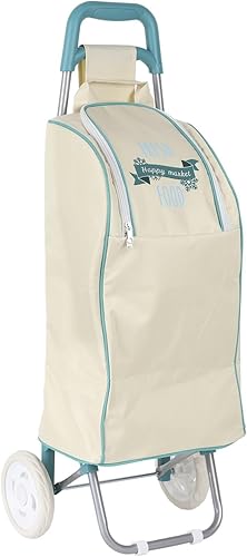 ENTRE TEMPS, SH1845, Chariot de Course 2 Roues avec Compartiment Fraîcheur, Léger et Résistant, Idéal pour Courses et Loisirs, Dimensions 36 x 315 x 915 cm, Ciel/Blanc - Nail Gallerys