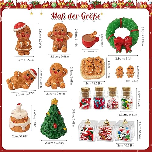 Accessoires GNOME de Noël, 22 pièces d'accessoires Miniatures avec Mini Sapin de Noël, Couronne de Noël, Biscuits Bonhomme en Pain d'épice - Nail Gallerys