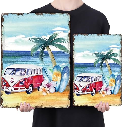 LYEAA Plaque en métal vintage scène de plage 30 x 40 cm, peinture murale pour bars, cafés et décoration d'intérieur - Nail Gallerys