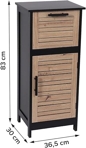 TENDANCE Meuble de Rangement 1 Tiroir et 1 Porte avec étagère H 83 cm- Noir - Nail Gallerys