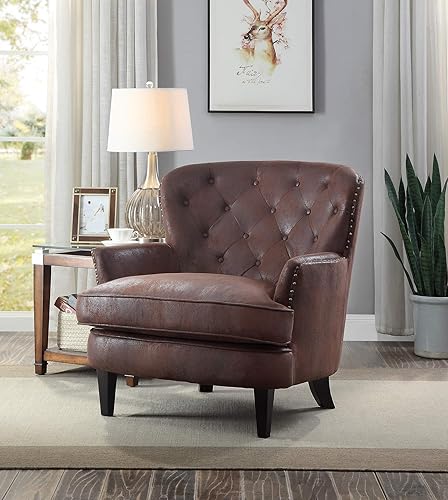 Atlantic Home Collection Fauteuil Leo en Microfibre, Brun Vintage - Nail Gallerys