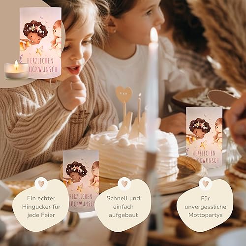 MeinBaby123® Lot de 10 photophores pour décoration de table de baptême pour fille et garçon, vert eucalyptus, bougie chauffe-plat (pigeons) - Nail Gallerys