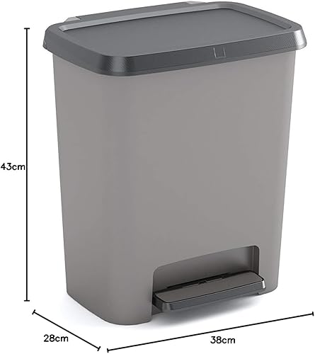 Kis Poubelle compacte avec pinces de porte Gris 38 x 28 x 43 cm 25 l - Nail Gallerys