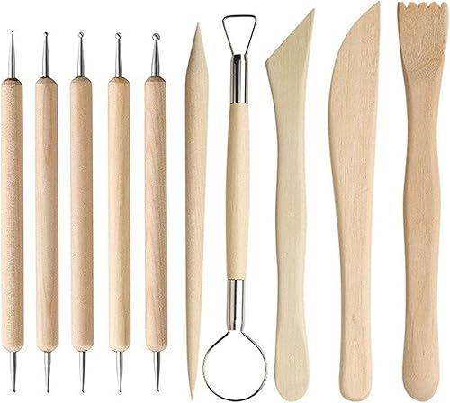 Funngy Outil de Poterie,10 PCS Complet de Poterie et Sculpture en Argile Autodurcissante Outils de Modelage pour Céramique DIY Créatif pour Adultes et Enfants Parfait pour Débutants et Professionnels - Nail Gallerys