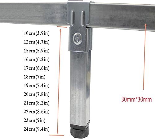 4 Pcs Pieds de Sommier,Pieds de Meubles Réglables en Métal Universel Pieds pour Lit à Lattes Cadre Central Pied de Support pour Canapés Lit Lits Sans Perçage (50cm(19.6in)) - Nail Gallerys