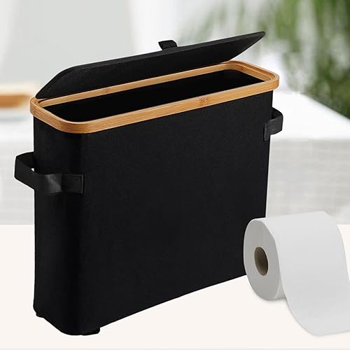 Rangement de Papier Toilette En Bambou avec Couvercle, Boite Porte Rouleau WC, Organisateur D'accessoires de Salle de Bains, Beige - Nail Gallerys