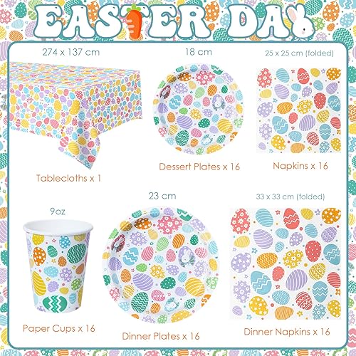 Lot de 81 assiettes en carton jetables pour fête de Pâques pour 16 personnes - Fournitures de fête de Pâques - Nail Gallerys