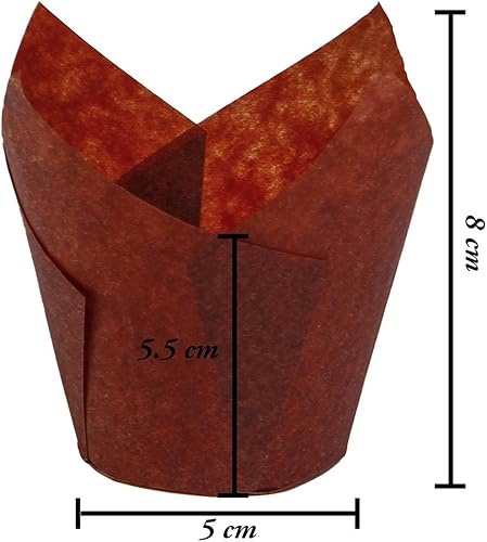 YoMaris 150 pièces Tasses de Papier de Cuisson de Tulipe, Petits emballages de Muffins à Cupcakes, Caissettes à Muffins pour Mariages, Anniversaires, Baby Showers, 2.5 Pouces (Brun, Naturel et Blanc) - Nail Gallerys