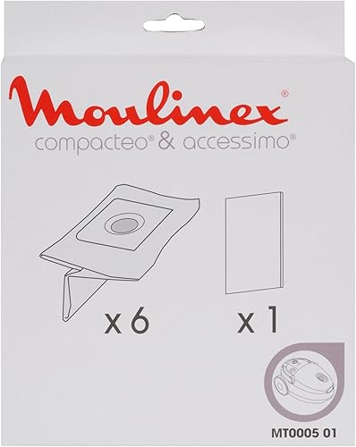 Moulinex MT000501- Pochette 6 Sacs Papier + 1 Microfiltre Accessimo / Compactéo - Nail Gallerys