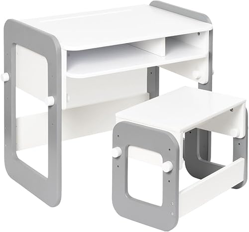 Oxybul | Bureau évolutif Blanc et Gris | 3 Ans - 8 Ans - Nail Gallerys