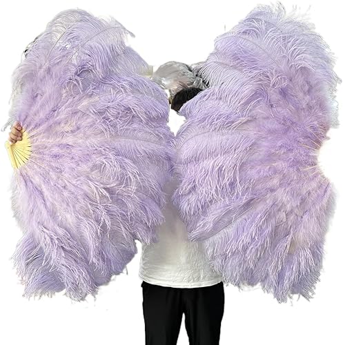 AMEEDA Éventail en Plumes d'oie Grand éventail de Plumes à 13 os, 100CM, 130CM, Pliable à Main, for fête, Carnaval, Spectacle de Danse, décoration(52,100CM 2PCS) - Nail Gallerys