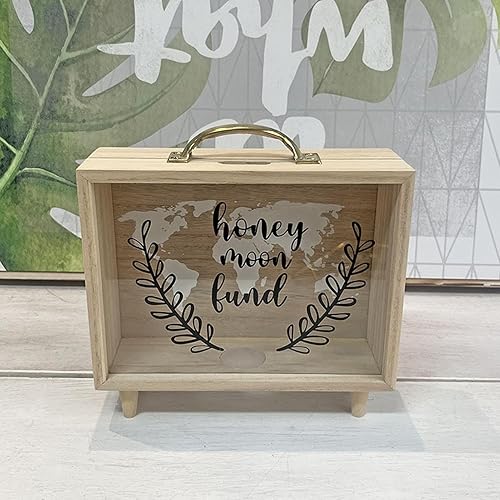 Tirelire Voyage/Rêve/Lune de Miel, Tirelire en Bois pour Pièces et Billets, Tirelire Adventure Boite a Pieces de Monnaie Tirelire avec Poignée, Tirelire Vacances Voyage pour Adultes Enfant - Nail Gallerys