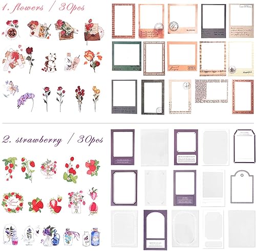 4 Paquets Scrapbook Autocollant Autocollant de Cadre Photo Décoration Photo Fabriqué en PET pour Album Photo Bricolage Scrapbooking Journal Intime Carnet Journaux l'artisanat (Whisper) - Nail Gallerys