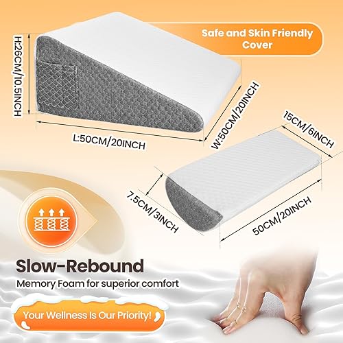 Coussin incliné pour lit Oreiller Triangle pour l'apnée du Sommeil,Coussin de Lecture en Mousse à Mémoire de Forme,Coussin Triangulaire Multifonction pour Reflux Acide l'élévation des Jambes - Nail Gallerys