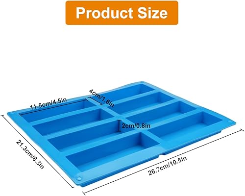 2 Pièces Moule Barre de Céréales, Moules AntiadhéSifs en Silicone à 8 Cavités, Moule Barre de Céréales Silicone, Plat de Cuisson Energy Bars, pour Barre de Chocolat, Barre Granola - Nail Gallerys