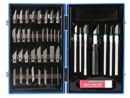 Velleman Ensemble de coupe de précision, avec porte-lames, lames, aiguilles et pierre à aiguiser, 53 pièces - Nail Gallerys