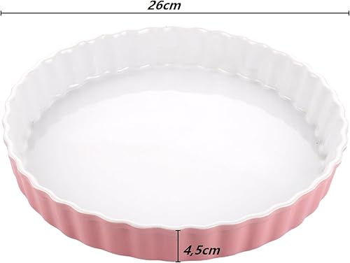 LDXDRU Lot de 2 moules à quiche en céramique - 26 cm - Revêtement antiadhésif - Ronds - Pour tarte aux fruits, tarte, quiche - Rose - Nail Gallerys