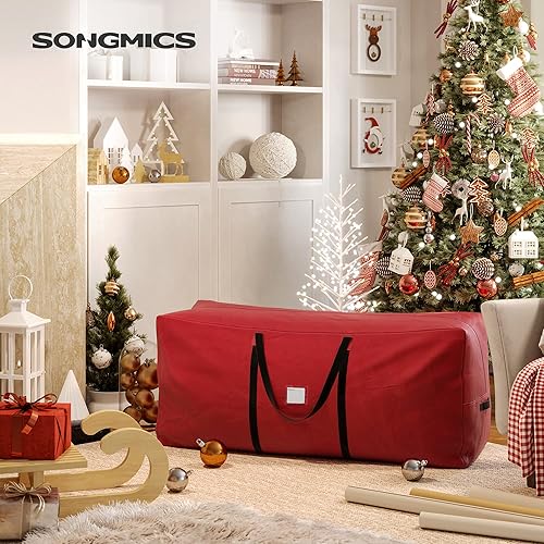 SONGMICS Sac de Rangement pour Sapin de Noël Artificiel, Housse de Protection pour Arbre jusqu'à 270 cm, Tissu Oxford 600D, Imperméable, Anti-poussière, Pliable, avec Poignées, Rouge RXS003R01 - Nail Gallerys