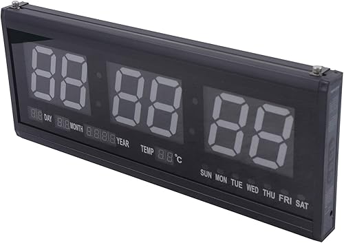 Horloge murale numérique LED - Horloge murale radio-pilotée - Éclairage avec date et température - Grand écran pour chambre à coucher, salon - Vert - Mode 12/24 heures - Calendrier - Nail Gallerys