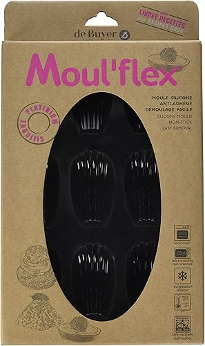 De Buyer - Plaque de 9 Madeleines MOUL'FLEX en silicone - 17,5 x 30 cm -, Noir - Nail Gallerys
