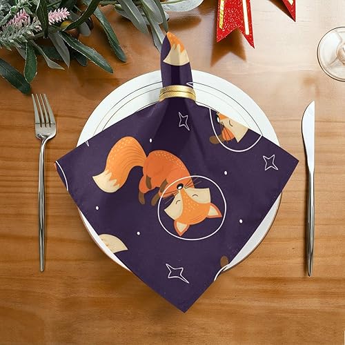 MNSRUU Lot de 6 serviettes de table en tissu motif renards 50,8 x 50,8 cm - Nail Gallerys