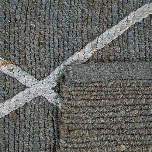 Paco Home Tapis De Salon Jute Fibres Naturelles Artisanal Motif 3D Scandinave Moderne, Dimension:200x290 cm, Couleur:Anthracite - Nail Gallerys
