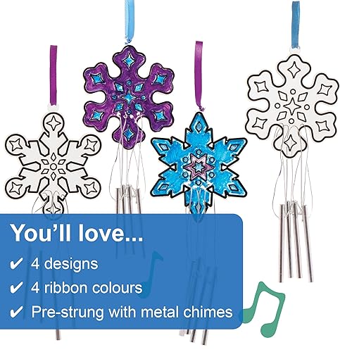 Baker Ross FE892 Attrape Soleil Enfant motif Flocons de neige - Lot de 4, Décoration Loisirs Créatifs Enfants, Loisirs Créatifs Vitrail, Activites Manuelles pour Enfants - Nail Gallerys