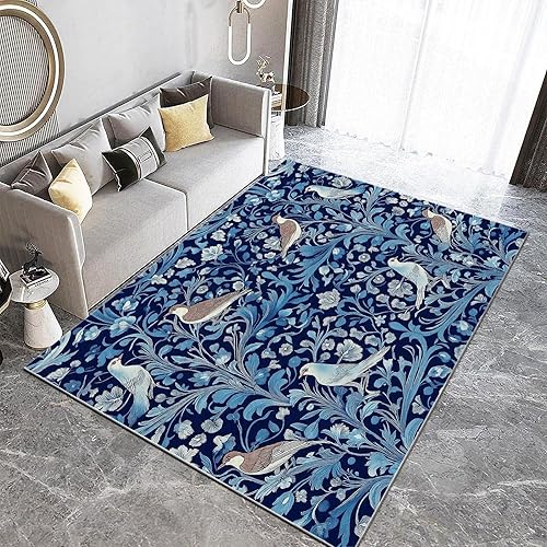 AAFUOO Grand tapis de salon, lavable en machine, style bohème vintage avec fleur et oiseau - Pour salon, chambre à coucher, ferme, salle à manger, salle de jeux pour enfants - 60 x 110 cm - Nail Gallerys