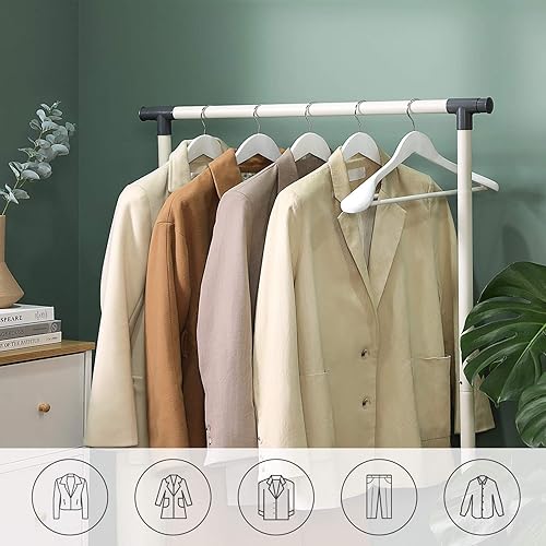 SONGMICS Cintres de Costumes, Lot de 6, Cintres en Bois Massif, Extra Larges, antiglisse, pour Chemises, Manteaux, Vestes, Pantalons, Crochet pivotant à 360°, Blanc CRSH06WT - Nail Gallerys