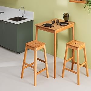 Élégance Naturelle et Confort Exceptionnel : Tabouret de Bar en Bambou 75 cm de 5five