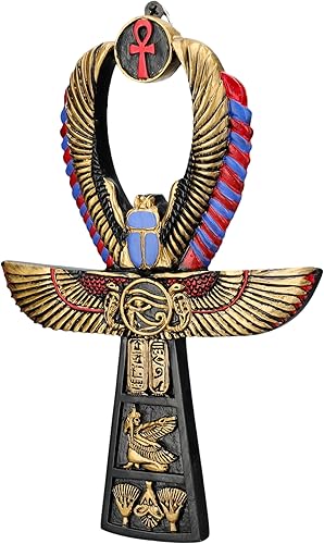 Figuren Shop GmbH Décoration murale Ankh égyptienne - 20 cm - Hiéroglyphes - Décoration de qualité supérieure - Nail Gallerys