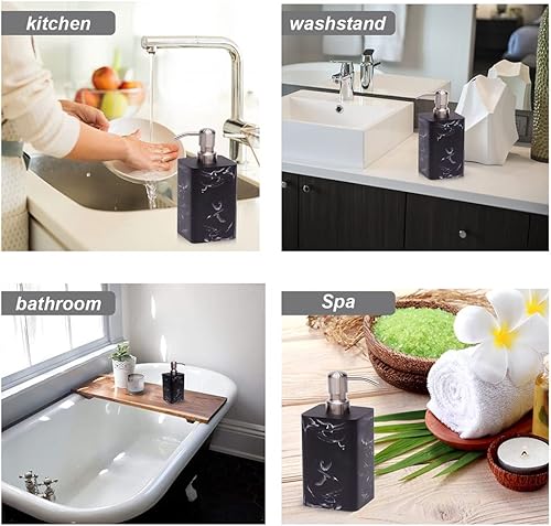 Suanti Distributeur de Savon pour Les Mains en marbre Blanc Rechargeable, Distributeur de Savon décoratif pour Salle de Bain, comptoir et Cuisine (411,1 g) - Nail Gallerys