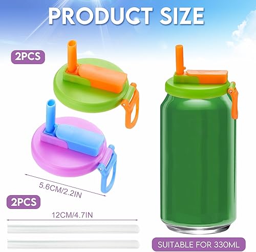 2 pcs soda can cover, Couvercles à Clipser, Couvercles de Canette Avec Paille, Couvercles de Canettes avec en Silicone Paille, Couvercles pour Canettes de Bière, Réutilisables - Nail Gallerys