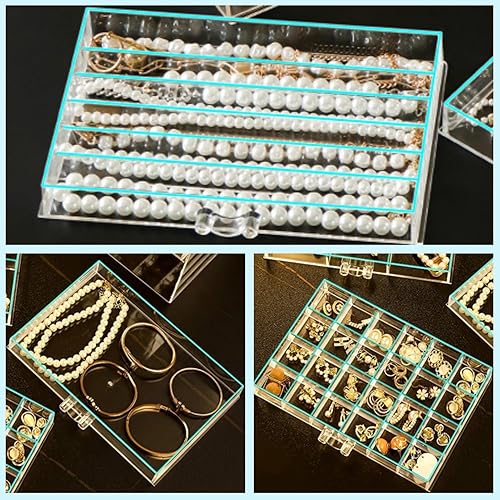 Jinavoty Boîte de rangement à bijoux en acrylique avec 3 tiroirs, boîte de rangement pour boucles d'oreilles, bagues, bracelets, colliers (3 tiroirs) - Nail Gallerys