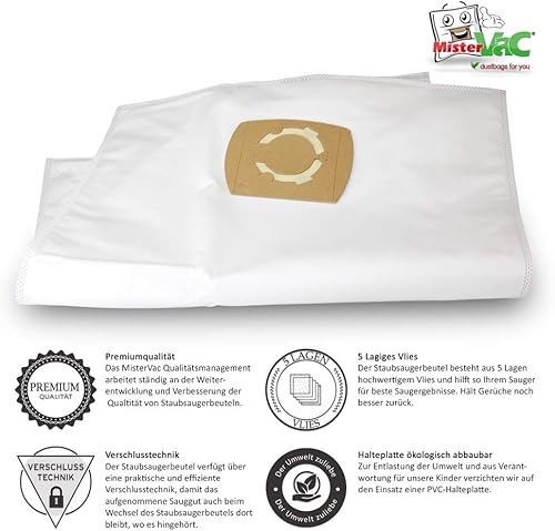 MisterVac | compatible avec les sacs d'aspirateurs professionnels, sacs de rechange 10 pièces SIDAMO DCP 25-S Prof. - Nail Gallerys