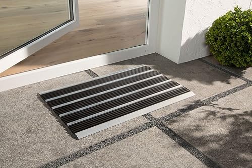 PANA paillasson en Aluminium (39x60cm) • Essuie-Pieds Externe • Tapis de propreté • Paillasson avec Inserts en Feutre aiguilleté pour l'extérieur • Floor Mat (Gris foncé/Noir) - Nail Gallerys