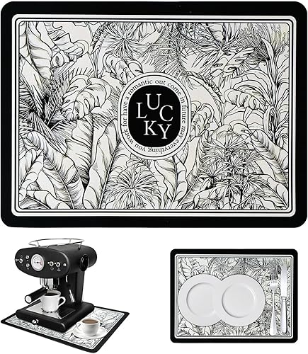 xyuayamz Tapis Egouttoir Vaisselle, Egoutoire Vaisselle Cuisine, Tapis Evier Cuisine Convient aux Machines à Café, Tapis Absorbant Vaisselle,Tapis Machine a Cafe, Noir, 400x300 MM - Nail Gallerys