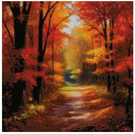 The Autumn Colors Kit de broderie au point de croix 100 % coton 14 points 150 x 150 points 26 x 26 cm - Nail Gallerys