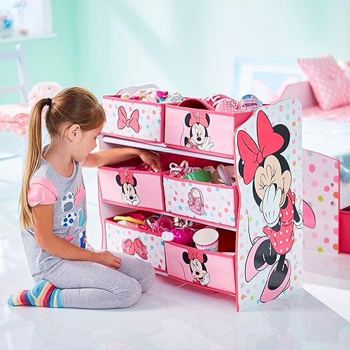 Worlds Apart Minnie Mouse - Meuble de rangement pour chambre d’enfant avec 6 bacs, 30 x 63.5 x 60 cm - Nail Gallerys