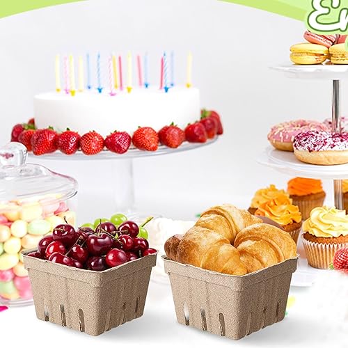 Panier De Baies En Fibre De Pâte - Carton Empilable Produit Un Plateau, Usage De La Ferme Des Porte-fruits Légers | Cartons Compostables Naturels, Conteneurs De Pâte Recyclables Pour Affichage Du Marc - Nail Gallerys