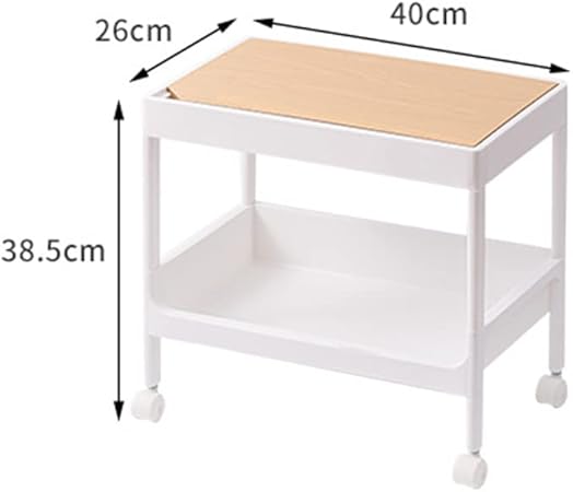 Chariot Roulant avec Roues, Grande capacité PP MDF CART Utilitaire de Construction Robuste pour Salon de beauté, Dortoir, adapté au Salon, à la Salle de Bain et au (2 Niveaux, - Nail Gallerys