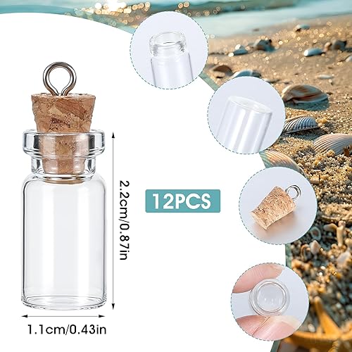 Piriuuo Lot de 12 tubes à essai avec bouchon, 1,5 ml, petites bouteilles en verre avec bouchon, mini bouteilles en verre à remplir, petites bouteilles en liège pour bricolage, bricolage, mariage, - Nail Gallerys