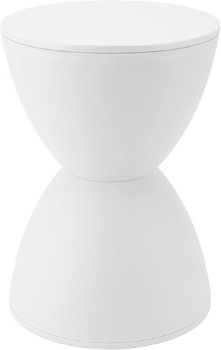 Tabouret en Forme de Sablier Moderne en Plastique Blanc, Tabouret Rond Moderne et Simple pour la Maison, Tabouret de Jardin, Table D'appoint, Table Végétale pour Salle de Bain, Cabine(Blanc) - Nail Gallerys