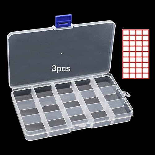 3 Pièces Boîte de Rangement Plastique Bijoux 15 Grilles Diviseurs à Compartiments Ajustables Organisateur Utilisé pour Stocker de Petits Objets que des Bijoux des Boucles d'oreilles - Nail Gallerys