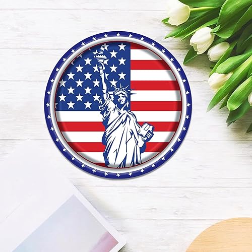 Lot de 50 grandes assiettes en carton ovales du 4 juillet - 25,4 x 30,5 cm - Grises et résistantes - Motif drapeau patriotique - Assiettes à dessert pour le jour commémoratif de l'indépendance - Gris - Nail Gallerys