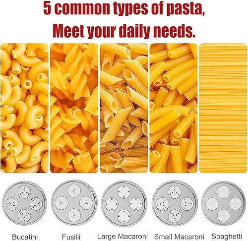 Eascandy Presse à pâtes gourmet en métal pour batteur KitchenAid - Accessoire durable en métal avec 5 plaques interchangeables pour pâtes fraîches maison - Nail Gallerys