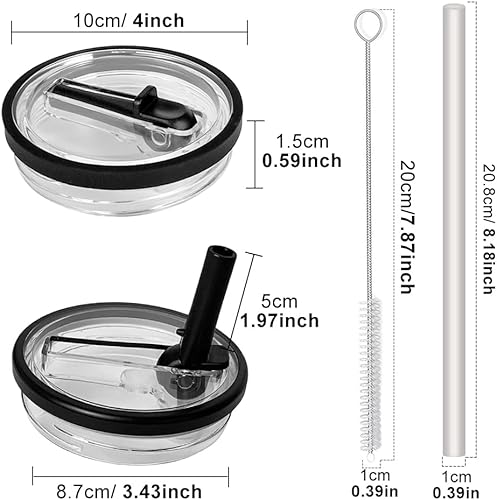Rixotix Lot de 2 couvercles de rechange anti-fuite pour gobelet de 100 ml avec 4 pailles et 1 brosse à paille, couvercle de rechange pour gobelet de 100 ml, couvercle de rechange pour gobelet de 100 - Nail Gallerys