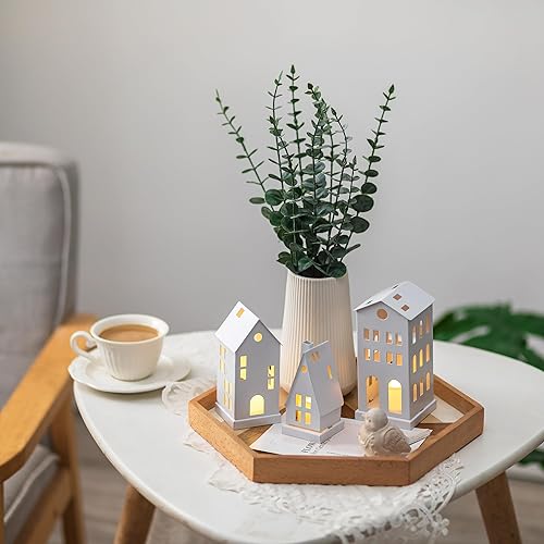 Romadedi Lot de 3 Maison Lumineuse en Métal: Maison de Noel avec Bougie Chauffe-Plat LED pour Decoration Salon Maison Noel Cadeau de Pendaison de Crémaillère - Nail Gallerys